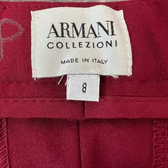 Vintage 90s Armani Collezioni Red Wool Blend Trousers Pants Italy Quiet Luxury - Picture 10 of 14